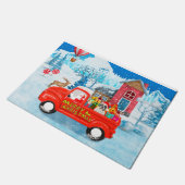 Französischer Bulldog in Christmas Delivery Truck  Fußmatte (Schrägansicht)