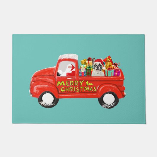 Französischer Bulldog in Christmas Delivery Truck Fußmatte (Vorderseite)