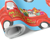 Französischer Bulldog in Christmas Delivery Truck Geschenkpapier (Rolleneckpunkt)