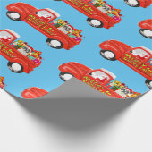 Französischer Bulldog in Christmas Delivery Truck Geschenkpapier (Ecke)