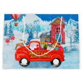 Französischer Bulldog in Christmas Delivery Truck  Große Geschenktüte (Vorderseite)