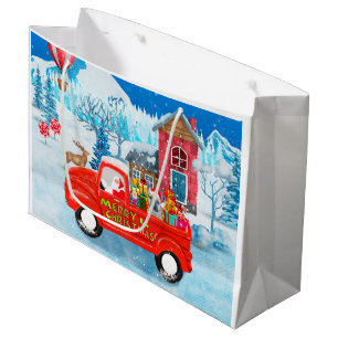 Französischer Bulldog in Christmas Delivery Truck  Große Geschenktüte