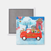 Französischer Bulldog in Christmas Delivery Truck  Magnet (Vorderseite/Rückseite)