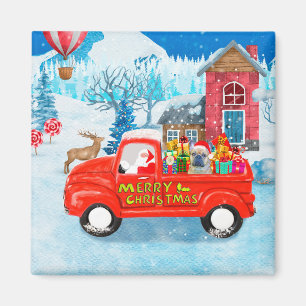Französischer Bulldog in Christmas Delivery Truck Magnet