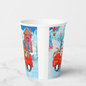 Französischer Bulldog in Christmas Delivery Truck  Pappbecher (Rechts)