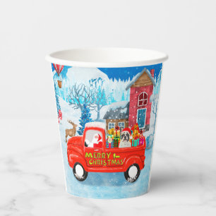Französischer Bulldog in Christmas Delivery Truck  Pappbecher