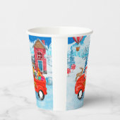 Französischer Bulldog in Christmas Delivery Truck Pappbecher (Links)