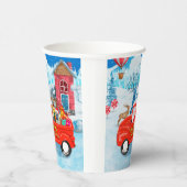 Französischer Bulldog in Christmas Delivery Truck Pappbecher (Rechts)