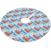 Französischer Bulldog in Christmas Delivery Truck Polyester Weihnachtsbaumdecke (Schrägansicht)