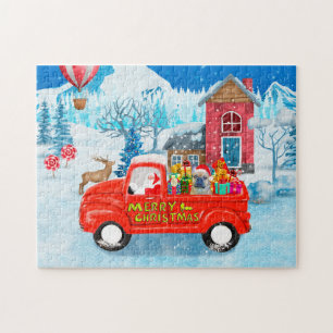 Französischer Bulldog in Christmas Delivery Truck Puzzle