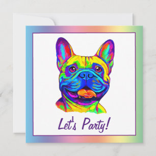 Französischer Bulldog in Colors zum Geburtstag Einladung