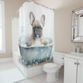 Französischer Bulldog in der Badewanne Wasserfarbe Duschvorhang (Beispiel)