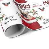 Französischer Bulldog in der Weihnachtsgeschenktas Geschenkpapier (Rolleneckpunkt)