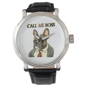 Französischer Bulldog in einem Anzug Armbanduhr