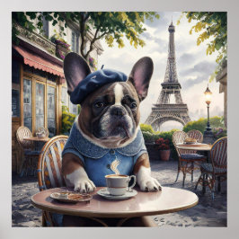 Französischer Bulldog in einem Café in Paris Whimi Poster
