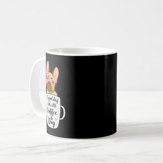 Französischer Bulldog in einer Kaffeetasse Mutter (Vorderseite Links)