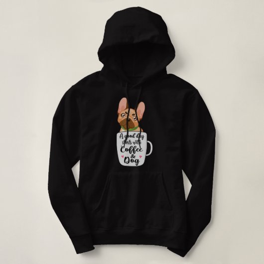 Französischer Bulldog in einer Kaffeetasse Mutter Hoodie (Design vorne)