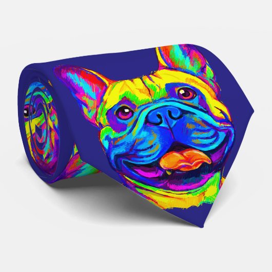 Französischer Bulldog in Farben Krawatte (Gerollt)