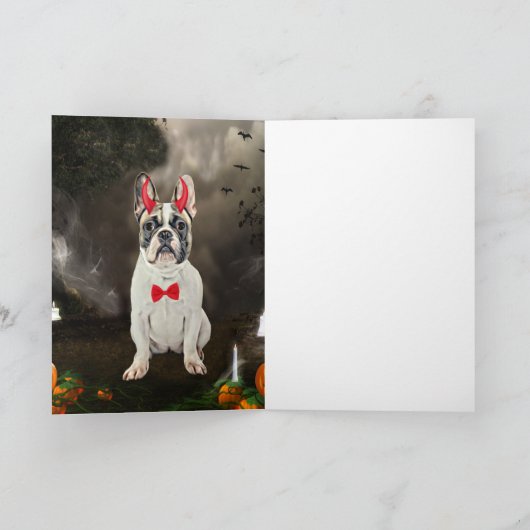 Französischer Bulldog in Halloween-Kostüm Karte (Innenseite)