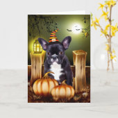 Französischer Bulldog in Halloween-Kostüm Karte (Gelbe Blume)