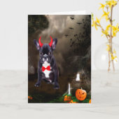 Französischer Bulldog in Halloween-Kostüm Karte (Gelbe Blume)