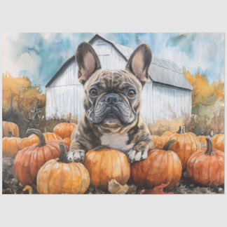 Französischer Bulldog in Pumpkin Patch Decoupage Seidenpapier