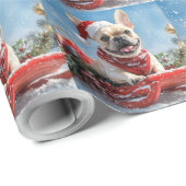 Französischer Bulldog in Sledge Let it Snow Weihna Geschenkpapier (Rolleneckpunkt)