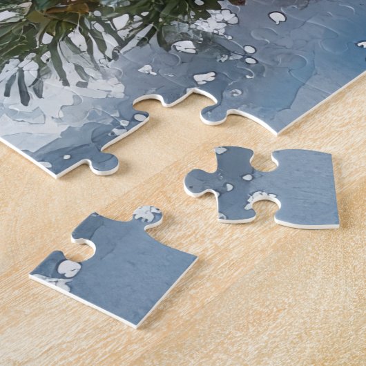 Französischer Bulldog in Sledge Let it Snow Weihna Puzzle (Seite)