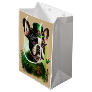 Französischer Bulldog in St. Patrick's Day Dress Mittlere Geschenktüte