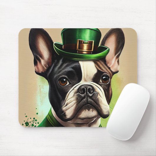 Französischer Bulldog in St. Patrick's Day Dress Mousepad (Mit Mouse)