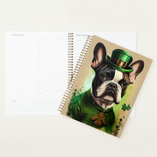 Französischer Bulldog in St. Patrick's Day Dress Planer