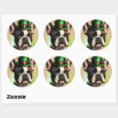 Französischer Bulldog in St. Patrick's Day Dress Runder Aufkleber (Blatt)
