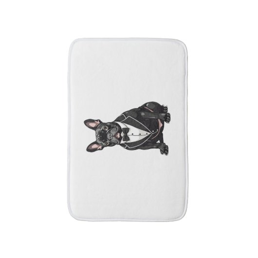 Französischer Bulldog in Tuxedo Badematte (Vorderseite Vertikal)