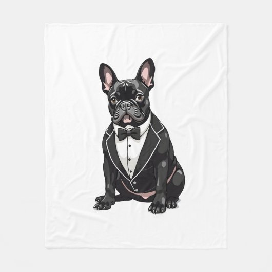 Französischer Bulldog in Tuxedo Fleecedecke (Vorderseite)