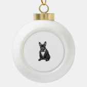 Französischer Bulldog in Tuxedo Keramik Kugel-Ornament (Vorderseite)