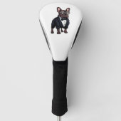Französischer Bulldog in Tuxedo mit Brille Golf Headcover (Vorderseite)