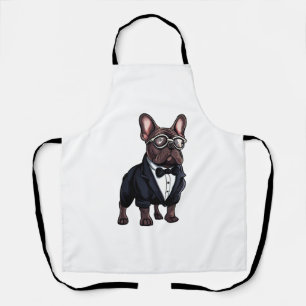 Französischer Bulldog in Tuxedo mit Brille Schürze
