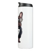 Französischer Bulldog in Tuxedo mit Brille Thermosbecher (Nach rechts gedreht)