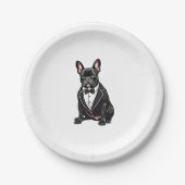 Französischer Bulldog in Tuxedo Pappteller (Vorderseite)