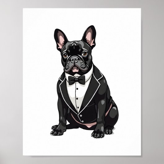 Französischer Bulldog in Tuxedo Poster (Vorne)