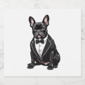 Französischer Bulldog in Tuxedo Schaumweinetikett (Einzelnes Label)