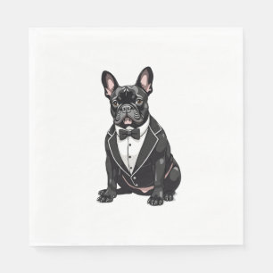 Französischer Bulldog in Tuxedo Serviette