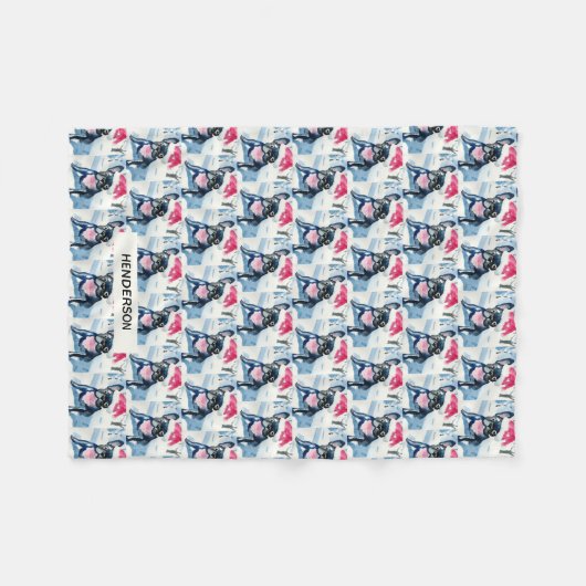 Französischer Bulldog in Weihnachtsmannmütze oder Fleecedecke (Vorderseite (Horizontal))