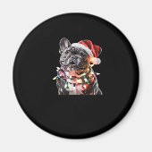 Französischer Bulldog in Weihnachtsmannmütze Wrap Magnet (Vorne)