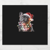 Französischer Bulldog in Weihnachtsmannmütze Wrap Schaumweinetikett (Einzelnes Label)