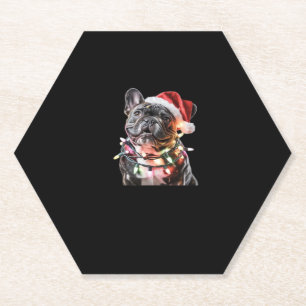 Französischer Bulldog in Weihnachtsmannmütze Wrap  Untersetzer