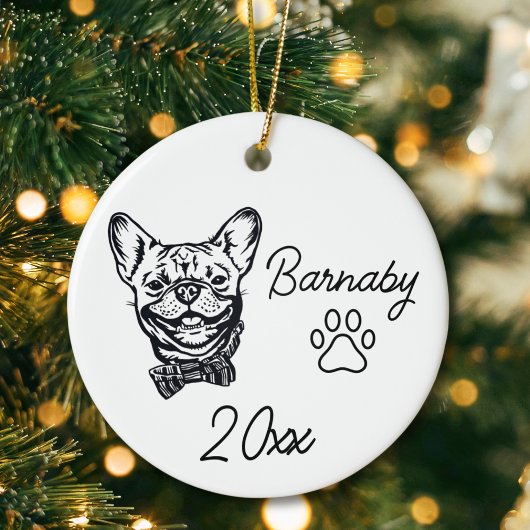 Französischer Bulldog Individuelle Name & Year Lin Keramik Ornament