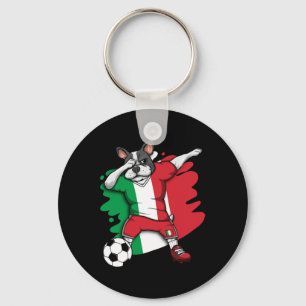 Französischer Bulldog Italien Fußball Fans Jersey Schlüsselanhänger