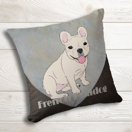 Französischer Bulldog Kaffee Brown Blue Ice Grunge Kissen