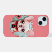Französischer Bulldog Ladybug Blume Papier Schneid iPhone 15 Hülle (Rückseite (Horizontal))